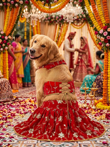 Hot Sale Exclusive Ethnic Lehenga for Pets Traditional Indian Pet <b>Dress</b> Designer Festive Wedding Party Wear Costume for <b>Dogs</b> - Product Image 3
