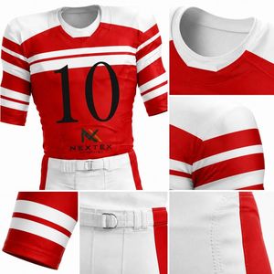 Ensemble d'uniformes de football américain rayés personnalisés pour hommes, maillot en mesh sublimé, pantalon rembourré, équipement sportif d'équipe, kit de jeu, vente OEM - Product Image 6