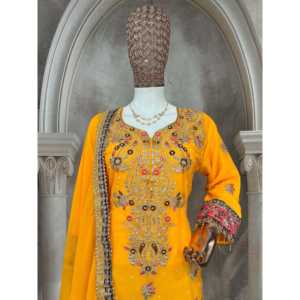 Conjunto de Fiesta Amarillo para Mujer de Kavya Fab Designer, Top y Pantalón con Hermosa Dupatta, Talla L - Product Image 3