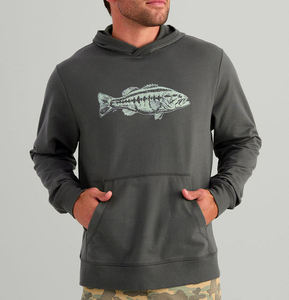 Sweat-shirt à capuche gris foncé pour homme avec imprimé poisson sur le devant, pull à motif personnalisé pour adulte, haut à manches longues - Product Image 1