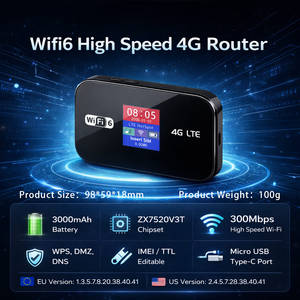 Dnxt पोर्टेबल वाई-फाई डिवाइस 4 जी राउटर यूनिवर्सल जेब वाई-फाई 4 जी आउटडोर मोडेन 3000mah wps Lcd WiFi 6 300 एमबीपीएस टाइप-सी - Product Image 2
