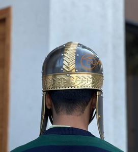 Masque Viking Norvégien Médiéval, Casque d'Armure Spectaculaire, Authentique en Fer Gjermundbu Plaqué Or-Gris pour Thanksgiving et Noël - Product Image 4