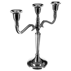 Elegant Silver-Plated 3-Arm Candelabra Classic <b>Victorian</b> Style Metal Candle Holders For Wedding & Home <b>Dining</b> <b>Table</b> Centerpieces - Product Image 4