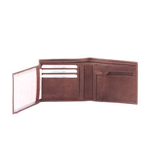 Cartera Unisex Royaa BS-401-033 Marrón, Cartera Larga Segura Personalizada de Cuero Genuino con Cierre Abierto Geométrico y Forro de Poliéster - Product Image 4