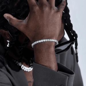 Pulsera de tenis de plata de ley chapada en oro con diamantes cultivados en laboratorio de corte brillante, joyería de lujo unisex para boda y compromiso, estilo Hip Hop, IGI - Product Image 1