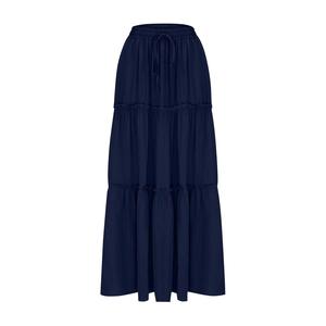 Jupe midi évasée vert émeraude pour femme avec volants, taille haute élastique, en mousseline, style sportif, couleur unie, respirante, idéale pour l'été - Product Image 6