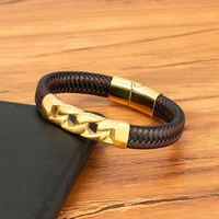 Bracelet tressé en acier inoxydable pour homme MenneM, chaîne cubaine avec fermoir magnétique, bijou cadeau