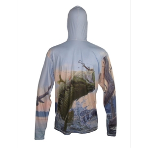 เสื้อตกปลาแขนยาวมีฮู้ดสำหรับผู้ชาย ยี่ห้อ INDEX พร้อมหน้ากากพิมพ์ลายแบบ Sublimation ป้องกันรังสียูวี UPF 50 สำหรับกิจกรรมกลางแจ้ง - Product Image 5