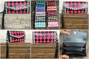 Cartera de Mano para Mujer con Logotipo Personalizado, Diseño a Cuadros en Cuero Vacuno Premium, Nueva Cartera Hecha a Mano con Correa para la Muñeca, Porta Tarjetas y Efectivo - Product Image 3