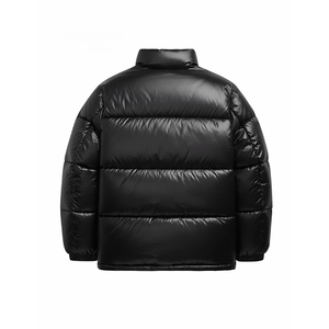 Men Black Shiny Hooded Streetwear Solid Puffer Jacket Winter Thick <b>Warm</b> Lightweight Zip <b>Waterproof</b> Breathable OEM Custom Logo - Product Image 3