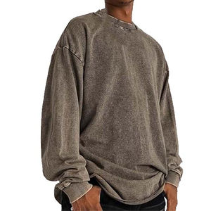 Sweat-shirts à col rond délavés à l'acide, poids lourd, 100 % coton, sur mesure, pour hommes, décontractés, hiver, fabriqués au Pakistan - Product Image 4