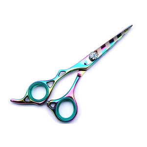 Professional Hairdressing Scissors Stainless Steel Sharp Blade Right Handed <b>Long</b> <b>Handle</b> Rainbow Finish Hair <b>Shears</b> - Product Image 2