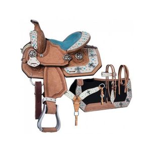 2026 Superventas Silla de Montar Western Tipo Barril de Cuero Premium con Correa Trasera de 3 Pulgadas de Ancho y Fibra Hecha a Mano Personalizada - Product Image 3