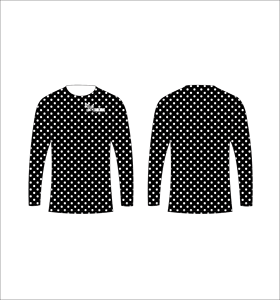 Camiseta Deportiva Ligera de Manga Larga Sublimada Personalizada con Diseño de Puntos Blancos y Negros, Proveedor al por Mayor - Product Image 1