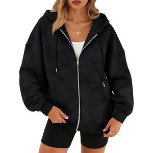 Sweat à capuche oversize pour femme, effet délavé, fermeture éclair, en molleton de coton 500 GSM, fabrication OEM personnalisée, marque privée - Product Image 1