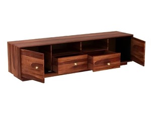Contemporary Solid Wood Media Cabinet | 65 Inch Wooden TV Console <b>Table</b> | B2B Wholesale India - Product Image 4