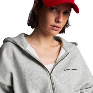 Custom Women's Cropped Full <b>Zip</b> Hoodie Oversized Fleece Drop Shoulder <b>Hooded</b> Sweatshirt Casual Streetwear OEM ODM - Product Image 3