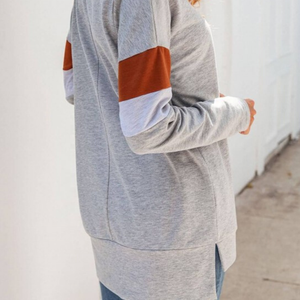 Women's Casual Pullover Hoodies with Stripe Long Sleeve and Embroidered Fashion Plain Pockets Plus Size Autumn Fashion - Product Image 3