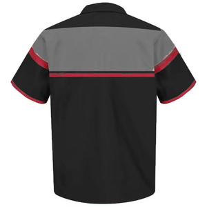 Chemise de travail pour homme, noir, gris, rouge, polyester, respirante, manches courtes, uniforme - Product Image 3