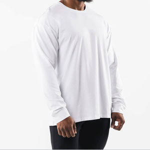 T-shirt décontracté à manches longues pour homme, 100 % coton, col rond, coupe classique, respirant, séchage rapide, haute qualité, uni, nouvelle arrivée, pas cher - Product Image 4