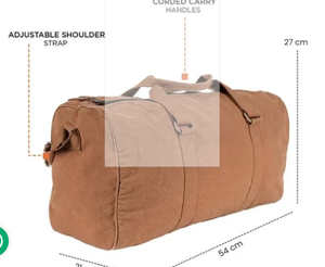 Unisex Vintage Genuine <b>Leather</b> Duffel <b>Bag</b> Large Capacity 36-55L Zipper Closure Travel Weekender <b>Soft</b> Handle Tan Color - Product Image 4