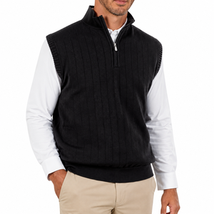 Gilet de golf personnalisé pour homme, col zippé, sans manches, pull-over, OEM ODM, marque privée, fabricant de vêtements en gros, écologique - Product Image 1