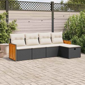 Conjunto de Sofá de Jardín de Ratán Negro con Almacenamiento, Muebles de Exterior de Diseño Contemporáneo, Cojines Impermeables de Espuma de Alta Densidad - Product Image 3