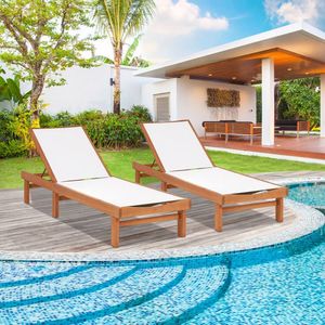 Sdraio da Esterno Regolabile in Legno con Schienale a 5 Posizioni, Lettino Prendisole Premium - Product Image 4