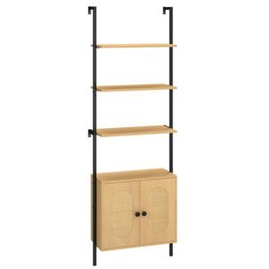 Libreria a Scala a 6 Ripiani da Parete da 72,5 Pollici con Mobile in Rattan - Product Image 3