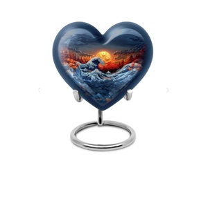 Belle urne funéraire en forme de cœur pour cendres, urne souvenir en forme de cœur avec support et boîte, petite, pour cendres humaines - Product Image 3