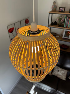 Handmade Bamboo Lampshade Natural Brown Woven Pendant Light Eco Friendly <b>Ceiling</b> Lamp OEM Supplier Vietnam - Product Image 3