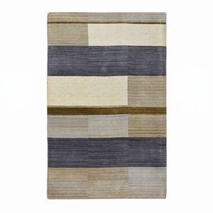 Alfombra de Lana Geométrica Gris Pizarra, Rectangular Moderna, de Pelo Grueso y Grosor Medio, Antideslizante, Ecológica, Hecha a Mano - Product Image 1