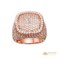 Anillo de Hombre de Oro Rosa con Moissanita Engastada, Joyería de Lujo Estilo Hip Hop, Anillo de Declaración, Estilo Americano, Regalo