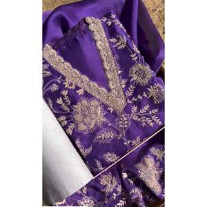 Conjunto de traje de fiesta de diseñador para mujer con trabajo de secuencia Incluye pantalón y Dupatta - Product Image 5