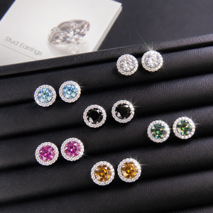 Hip-hop Moissanite <b>Stud</b> 1ct VVS 925 Sterling Silver Silver Plated Trendy Men Women Jewelry Flower Cluster Halo Diamond <b>Earrings</b> - Product Image 5