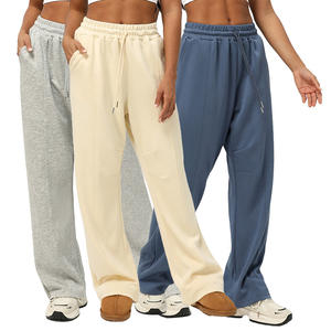 Pantalon de survêtement ample et droit pour femme, en molleton de coton, personnalisable avec logo, style décontracté et élégant - Product Image 5