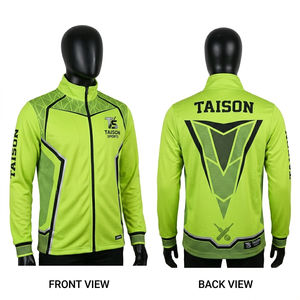 Veste d'entraînement de cricket pour hommes, haute qualité, tissu polyester 260 GSM, design à panneaux vert néon et noir, logo personnalisé sublimé - Product Image 1