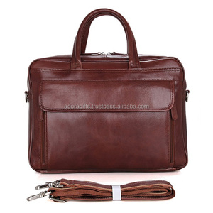 Bolsos de cuero de mujer de color marrón con compartimento para portátil - Product Image 2