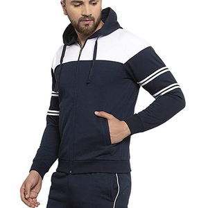 Survêtement à capuche bleu marine pour homme, style décontracté avec blocs de couleur, manches longues, poches latérales, coupe classique, style automne - Product Image 4
