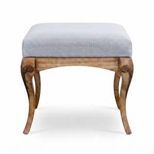 Solid <b>Wood</b> Fabric Upholstered Antique Accent Bench <b>Stool</b> with Cushioned Seat for Bedroom and Living Room - Product Image 2