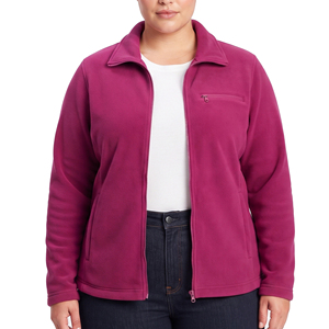 Veste polaire d'hiver pour femme, en molleton polaire, avec fermeture éclair intégrale, poche poitrine et col rabattable, pour l'extérieur, vente en gros - Product Image 1