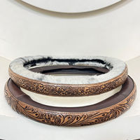 Housse de volant de voiture en cuir véritable de luxe, motifs floraux gravés à la main, nouvelle collection 2025, accessoires tendance