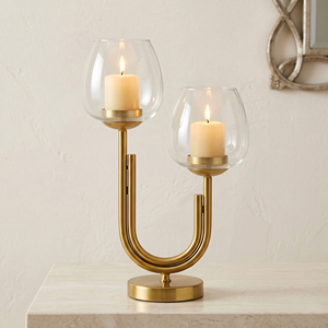 Modern Gold & Glass U-Shape <b>Candle</b> Holder Durable Stylish Finish Elegant Dual-Light Design For Premium Home Decor And Events - Product Image 5