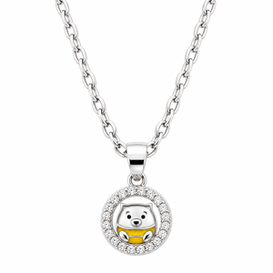 925 Sterling Silver <b>Cute</b> <b>Bear</b> Pendant Necklace with Cubic Zirconia Halo High Polish Womens Fashion Jewelry Daily Wear Gift Party - Product Image 2