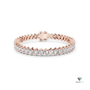 7.52 CT Rose <b>Gold</b> Emerald Cut Lab Grown Diamond Tennis Bracelet in 14K <b>Solid</b> <b>Gold</b> - Product Image 1