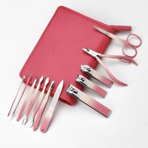 Classic 10 in 1 Nail <b>Kit</b> with Stainless Steel Tools Professional Portable <b>Manicure</b> Set in Red Bag for Adult Use - Product Image 2