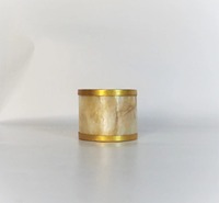 Anneau de serviette en coquillage naturel irisé avec bordure dorée, pour mariage, maison de plage, vaisselle sophistiquée, porte-serviettes en métal crème