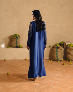 Elegante Vestido de Seda Azul Satinado Reversible para Mujer, Protección Solar, Estilo Tradicional Indio-Pakistaní para Bodas, Corte Regular, para Todas las Temporadas - Product Image 4