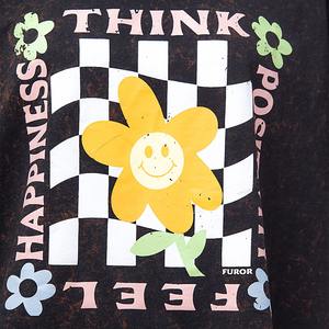 Camiseta Gráfica Oversize para Mujer, Estampado Serigrafiado con Efecto Ácido, Algodón Sostenible, Corte Recortado, Directo de Fábrica - Product Image 5