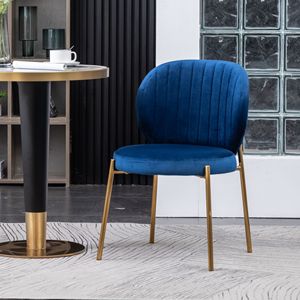 Sedia da Pranzo Contemporanea Amoa in Velluto Blu - Product Image 2